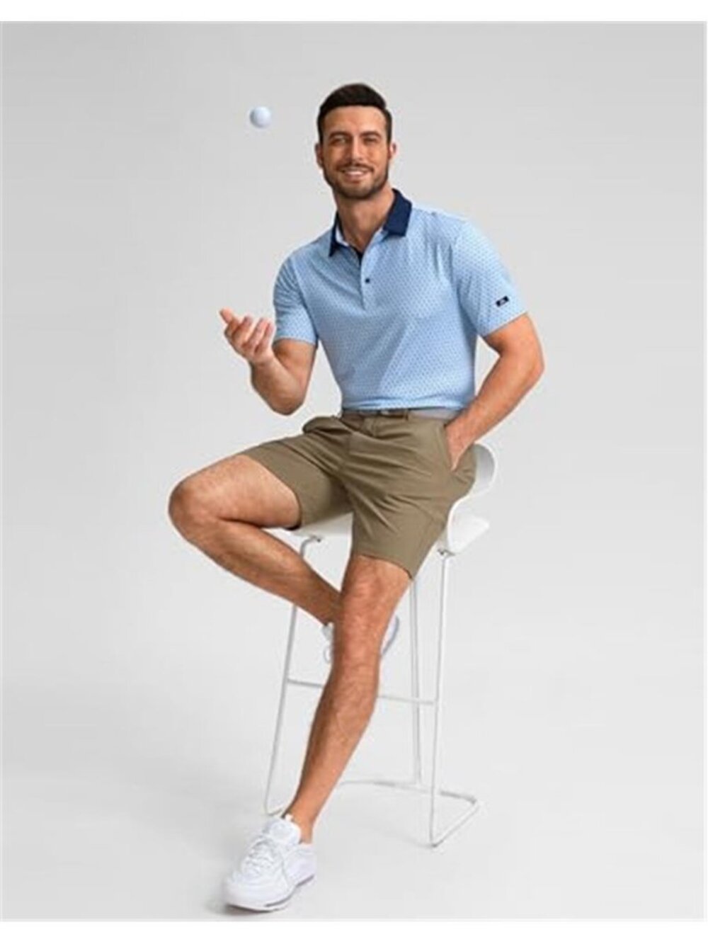 Mens Golf Polo Shirt Moisture Wicking Stretch Performance UPF 50 Short Sleeve - Picture 6 of 6